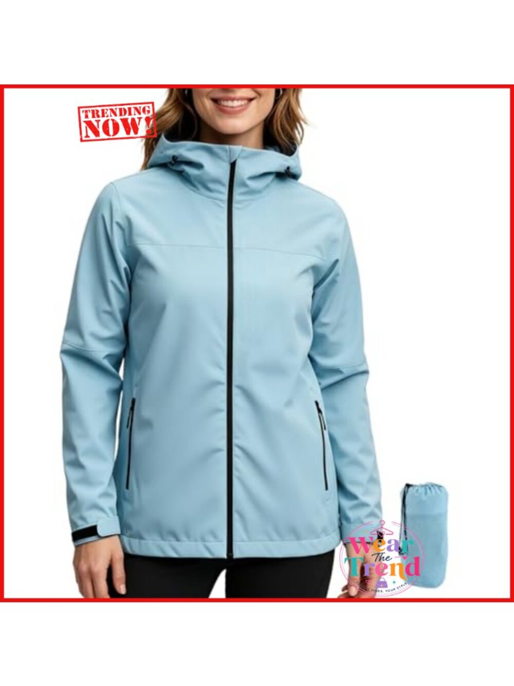 Women's Waterproof Rain Jacket Lightweight Packable Windbreaker with Hood